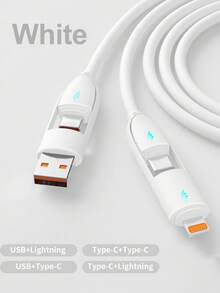 JMMO 4in1 66W/100W(MAX)/27W Fast Charging Cable, Iphone Charger Cable, Silicone Charging Cable,Universal Compatibility With IPhone/Android/Type-C & Micro USB Devices Portable Charger For IPhone Portable Charger,Charging Cable Compatible With Iphone 16/15/14/13/12/11/ S24/S23/S22/S21, Vivo,Compatible With Samsung,Universal Efficient Charging Adapter