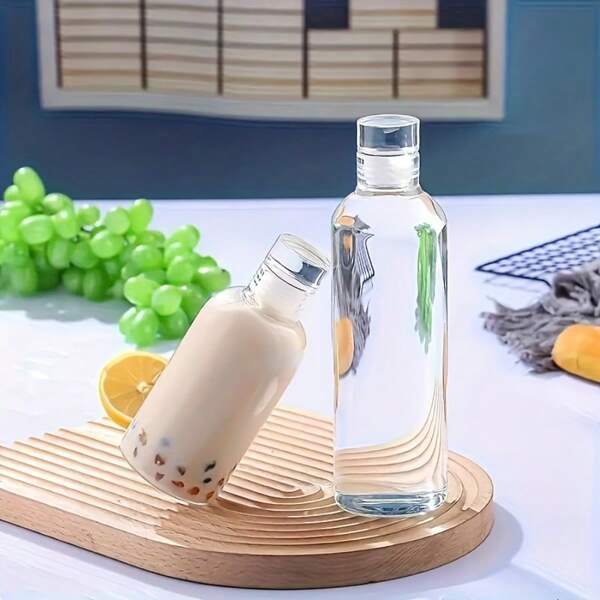 High Borosilicate Glass Water Bottle Set, Leak-Proof, Suitable For Outdoor Activities - Transparent Glass Cup