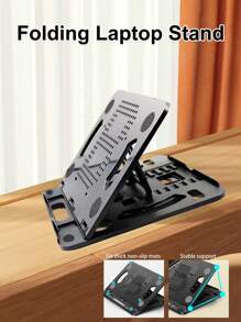 Support pour ordinateur portable, support portable pliable, support pour ordinateur portable de jeu, châssis rotatif à 360°, tapis antidérapant en ABS et silicone, peut être placé dans un sac à dos ou un tiroir, facile à transporter, peut basculer entre les modes d'écran horizontal et vertical, bonne dissipation de la chaleur, compatible avec tous les ordinateurs portables, tablettes et téléphones portables de 10 à 17 pouces