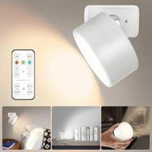 1/2PCS LED Wall Light With Remote Control – Magnetic LED Picture Light, Dimmable & Timer, 3 Lighting Modes, USB Rechargeable, Easy-Mount Round Wall Decor For Artwork Display & Ambient Lighting