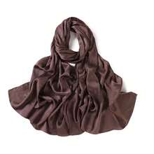 1件高品质纯色闪亮水钻雪纺真丝围巾/头巾，亮片素色穆斯林头巾披肩，适合搭配连衣裙 - A - 查看 27