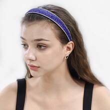 Rhinestone Headband - Dark Green Bling Sparkly Crystal Diamond Thin Hair Band For Women & Girls, Fashion Accessory For Holiday, Birthday Gift - Navy Blue - View 2