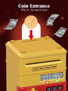 Electric Piggy Bank Auto Money Coin Saver With Light & Sound, Creative Password Unlocking Gift, Partial Accessories Included (Excluding Regular Batteries)