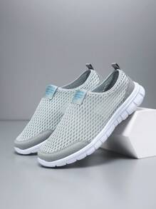 Mesh Slip-On Casual Soft Bottom Breathable Athletic Sneakers, Summer Slouchy Shoes
