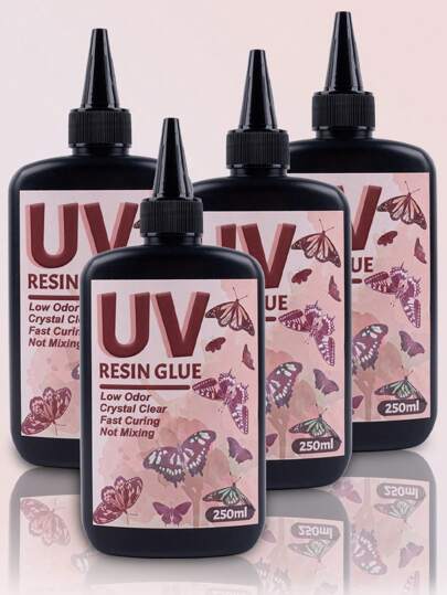 250 جرام/ 100 جرام راتنج صلب شفاف عالي اللزوجة معالج بالأشعة فوق البنفسجية، سريع التصلب، شفاف مسبق المزيج للاستخدام في صناعة المجوهرات، لاصق منشط بالطاقة الشمسية عديم الرائحة