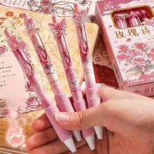 Poetisches Jiangnan Chinesischer Stil Retraktiler Gelstift Set mit Acryl Aufnähern für hohe ästhetische Anziehungskraft, dieses Set ist perfekt als Geschenk zum Schulbeginn und mehr. Schulmaterial, Rückkehr zur Schule