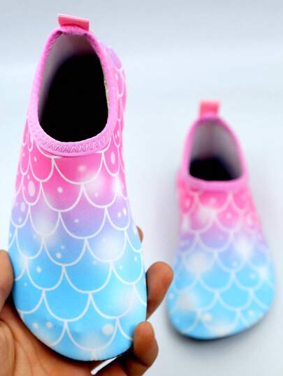 Kids Shiny Fish Scale Water Shoes - Rose Pink Quick-Dry Design, Suitable For Beach, Surfing And Water Park | Lightweight Anti-Scratch Sole | CE Certified, Sizes From Toddler To Youth 22-35