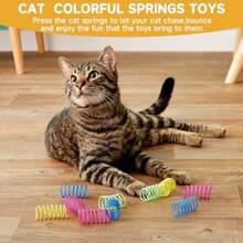 50 piezas Juguetes para gatos Muelle espiral de plástico, Juguetes para gatos Muelle espiral, Juguetes para gatos y gatitos, Para batear, masticar, cazar y juego activo y saludable