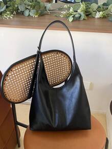 Bolso de hombro de gran capacidad y unicolor suave de estilo vintage para mujeres, bolso cruzado versátil con asa, bolso de hombro tipo hobo de gran capacidad, bolso cruzado de bandolera casual para el trabajo
