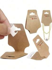 100Pcs Fitted Bracelet Display Card Solid Necklace Clip Card Small Business Jewelry Key Chain Earrings Headband Jewelry Ornament Display Cards