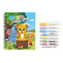1 Set Magic Water Color Painting Book, Magical Coloring And Drawing Kit, Educational And Reusable Watercolor Painting (Pen And Border Color Of Drawing Book Are Random), For Office, School, Painting, Student, Marker, Stationery, School Supplies, Watercolor, Holiday Party Birthday Gift