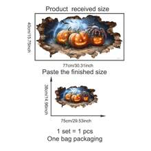 Zucca con crepe 3D e adesivi da parete per Ognissanti, impermeabile, rimovibile, autoadesivo, facile da applicare e staccare, PVC rimovibile per soggiorno, camera da letto, bagno, decorazioni festive, decorazioni per Ognissanti