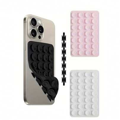 1pc Dual-Sided 28-Grip Thick Anti-Slip Phone Holder, Suitable For Selfie & Video Shooting, Strong Grip, Fits Most Phones, Durable Smooth Silicone Suction Cup, Applicable For Car Glass, Shower Use, Ideal Video Recording & Photography Tool Phone Accessory