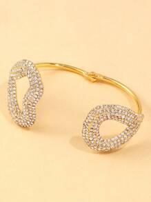 1pc New Exaggerated Fully Studded Heart Shape Openable Bracelet, Fashionable Street Snap Accessory