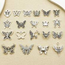 10/20 piezas surtidas de pendientes de aleación con diseño de mariposa antiguo plateado, adecuados para hacer collares, pendientes, llaveros y otros accesorios de joyería DIY
