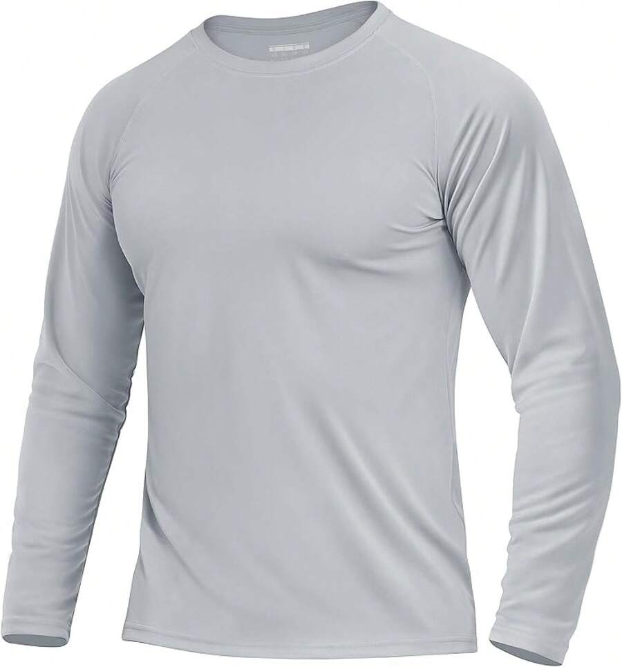 Boladeci Men's UPF 50 Sun Protection UV SPF Shirts Long Sleeve Lightweight Quick Dry Swim T-Shirts Rash Guard - Gray - View 1