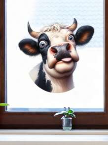 Pegatinas divertidas de vaca, pegatinas de ventana de vaca que asoman, pegatinas de pared de vaca que se pueden pelar y pegar, decoración de pared de estilo granja rústica con estampado de vaca, arte mural de vinilo para la decoración del hogar, la sala de estar, la cocina, el baño, el dormitorio y otros regalos de cumpleaños y graduación