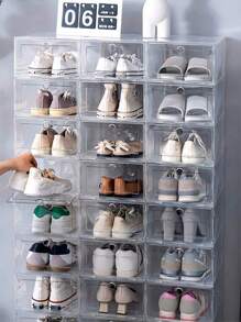 12pcs/Set,Shoe Storage Box, Clear Stackable Shoe Organizer For Closet, Space Saving Foldable Shoe Rack Sneaker Container ,High Quality Shoe Rack Shoe Box