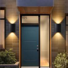 2 Pieces, Modern LED Wall Lights, Outdoor Wall Wash Lights, Staircase Wall Lights, Warm Light Dual Head Wall Lights, AC110-220V, Semi Embedded Installation, Suitable For Courtyards, Villas, Hotels, Corridors, Balconies, Stairs, Indoor And Outdoor Lighting Wall Lights