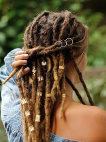 80PCS Golden Hair Accessories For Braids, Aluminum Dreadlocks, Dreadlocks Hair Accessory Sets, Metal Bracelets Dreadlocks, Braid Hair Jewelry, Hair Bands, For Decorating Women And Men's Hair ,Flat Claw Clip, Claw Clips, Clips For Hair, Hair Slide, Hair Claws