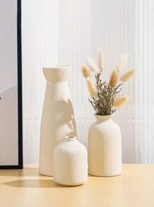 1 Stück beige Keramikvase, dekorative moderne Vase für Zuhause, Dekovase, Pampasgras Vase, Trockenblumen Vase, Wohnzimmer Mittelpunkt Dekoration. Imitierte Trockenblumen dekorative Vase, künstlerische Vase für Blumenarrangements