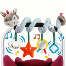 Juguetes para asiento de carro Juguete espiral para asiento de carro para niñas mayores de 6 meses Juguetes para cochecito Juguete de peluche colgante en espiral con elefante para cochecito, carro, viajes y actividades (Delicado), Juguetes para asiento de carro