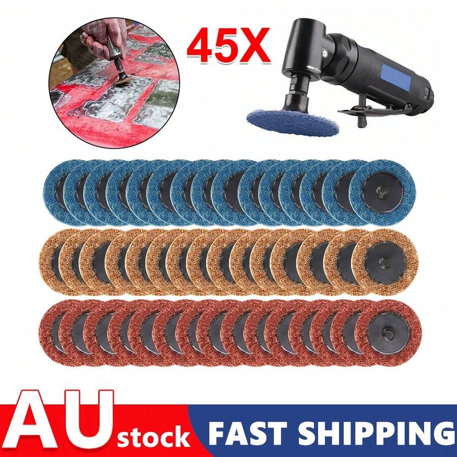 45Pcs Sanding Discs 50mm 1/4" Coarse Grit Roll Lock Surface Conditioning Holder Polishing Sanding Disc