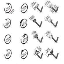 20pcs 20g Nose Hoops Rings - L And C Shape Studs - 316L Surgical Stainless Steel Nose Piercing Jewelry - Golden & Black For Women Men