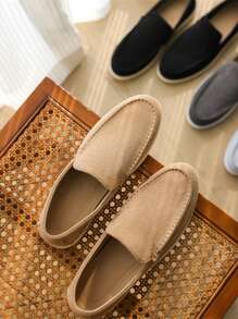 Men's Slope Heel Loafers - Minimalist Four Seasons Casual Shoes,2025 New Formal Men's Fashion Versatile Slope Heel Shoes,One Stirrup Loafers,Suitable For Outdoor, Everyday Wear, And Street Style - Available In Black, Gray, Beige, And Blue, Comfortable Shoes