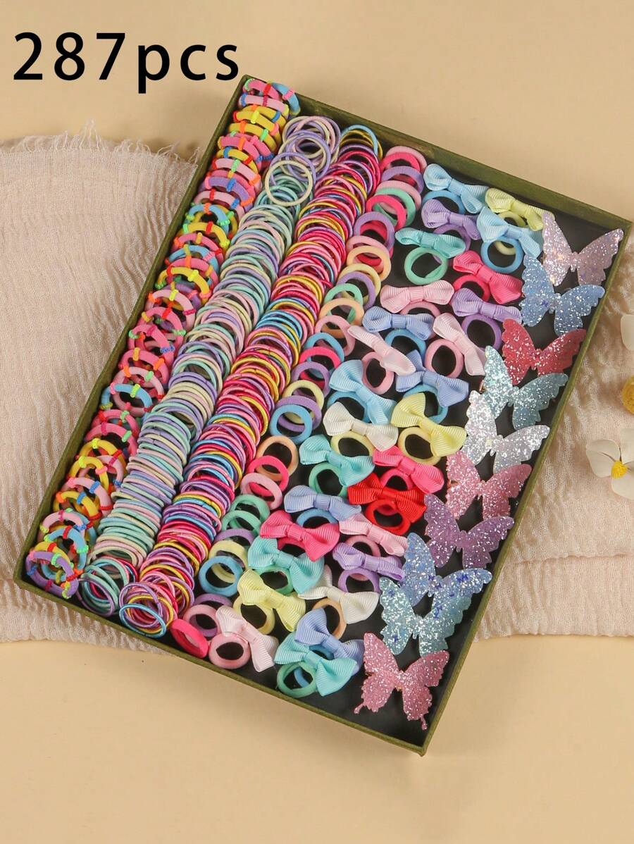 Set di 287 pezzi di mollette e fermagli per capelli a forma di farfalla colorati, accessori essenziali e carini per le ragazze, inclusi cerchietti a forma di farfalla, adatti per attività all'aperto e come regalo