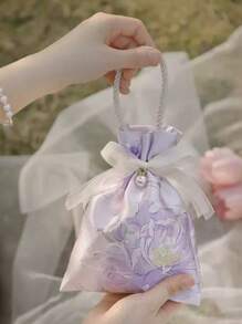 10pcs/Set Canvas Tote Bags, Vintage Print Handbags, Suitable For Jewelry, Candy, Stationery And Other Small Items. Also Applicable For Decoration, Fruit Packaging And Insecticide Storage. Applicable For Parties And Dining Occasions. Christmas, Valentine's Day Gifts