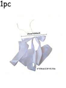 10/5pcs/1pc White Satin Ribbon Bow Chair Ribbon, Pure White Decorative Ribbon Wedding Aisle Decorative Pendant, Event Party Wedding Chair Decoration, White Satin Elegant Ribbon Bench Bow With Long Tail, Wedding Banquet Chair Back Flower Bow Silk Scarf, Used For Bridal Shower, Reception, Wedding Ceremony, With Long Tail