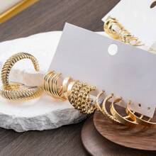 1 Set Of 6 Pairs Fashionable Women's Earring Set, Zinc Alloy Material With Stainless Steel Posts, No Plating, Hypoallergenic, Suitable For Daily Wear And Vacation, Jewelry Set Designed Specifically For Women