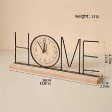 Wooden Love/Home Word Sign Rustic Table Clock Desktop Ornament For Entryway Bedroom Living Room