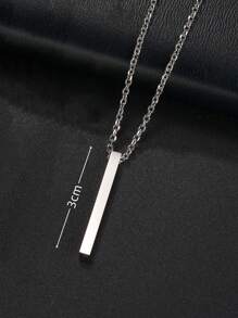 1 Pc Simple Blank Wishing Bar Pendant Necklace Charm Men Women Waterproof Dangle Vertical Cuboid Stick Stainless Steel Jewelry Gift