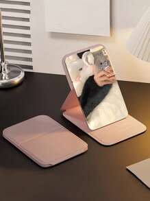 1Pc Portable Makeup Mirror, Solid Color, Simple, Portable, Foldable, Cute Pocket Mirror Best Gifts Birthday Graduation