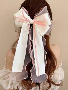 topshiny 1pc Elegant Soft Black Lace Net Bow Decor Hair Clip With Ribbon Claw Clips Hair Claws Hair Barrettes