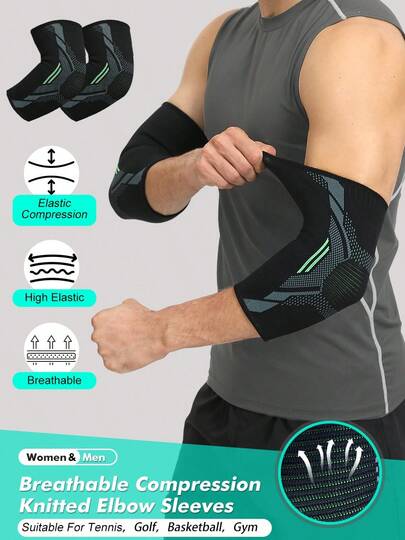 1pair-Compression Elbow Sleeves, High Elasticity Knitted Elbow Brace, Breathable And Comfortable-Suitable For Daily Work And Life, Fitness, Running, Tennis, Badminton- For Men & Women Gym Accessories