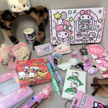 Sanrio Sanrio Surprise Blind Box 7-9 Random Items, Including Fashionable Black Hello Kitty, Surprise Blind Box Gift Pack, Exquisitely Designed, Practical And Beautiful, Suitable For Giving Gifts To Friends And Family, Birthday Gifts, Party Gifts, Party Small Gifts (Gift Box Styles Are Random)