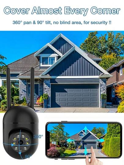 GENAI 1/2/ 1080p HD Slimme Home Camera All Weather Night Vision, Pan/Tilt/Zoom, Bidirectional Audio, Pet Monitor Movement Alerts Wireless Indoor/Outdoor Security view 2