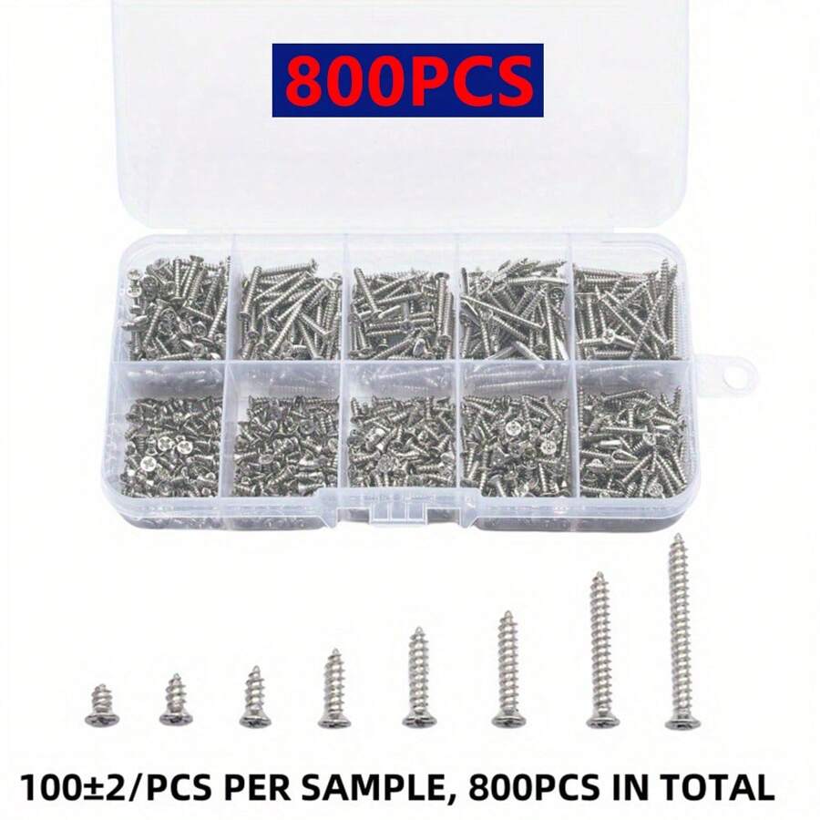 Kit surtido de tornillos autorroscantes M2, kit surtido de tornillos autorroscantes, juego de tuercas de bloqueo, tornillos para madera, juego de tornillos