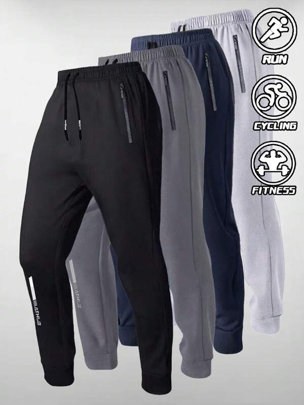 Men's Sports Trousers Drawstring Waist Elastic Casual Sweatpants, Quick-Dry