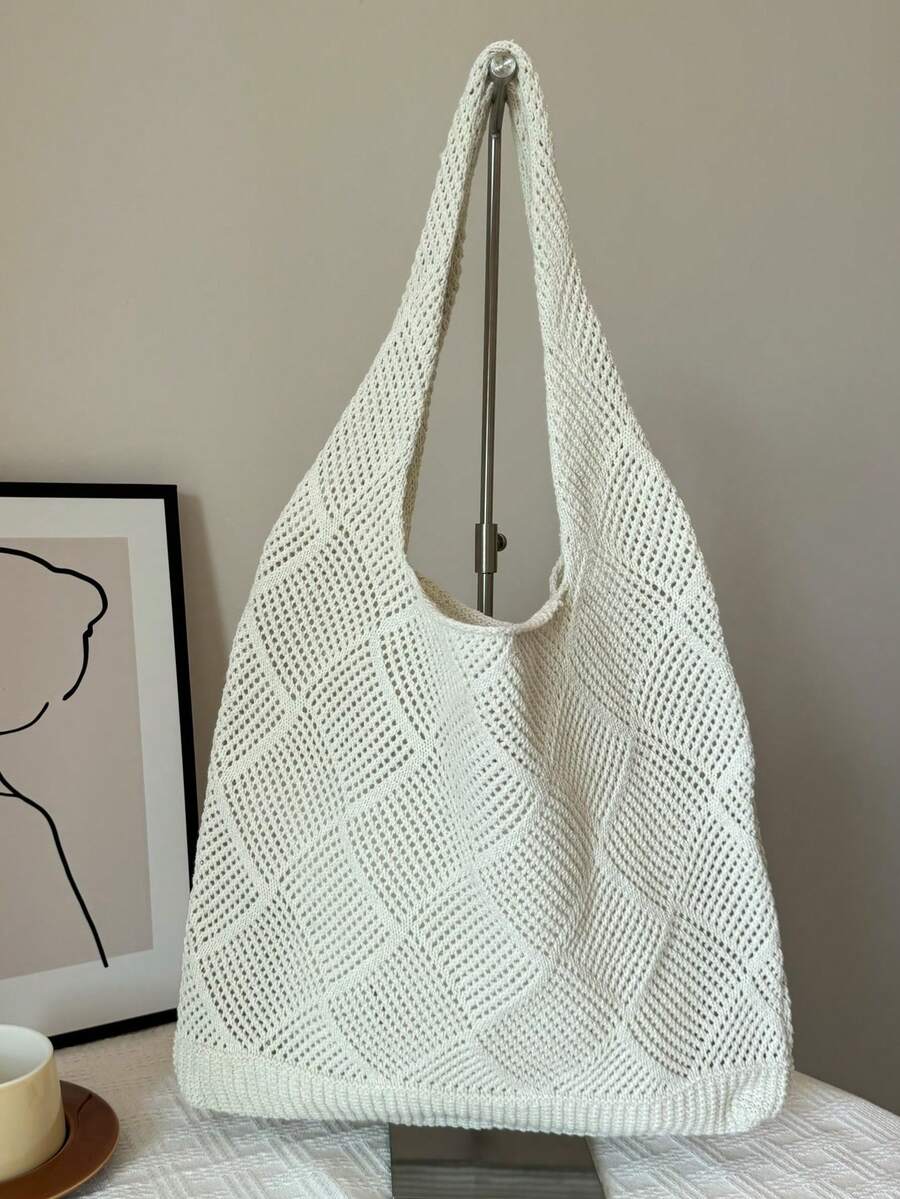 Große Häkel-Einkaufstasche, modische Tobit-Tasche, Taschen für weibliche Urlaubsartikel, geeignet für Studentinnen, Büroarbeiterinnen, multifunktionale Pendlertasche, Ostergeschenk, Weihnachtsgeschenk, Strandtasche, Sommerstrandtasche für Frauen, Strandtaschen für Frauen, Handtaschen für Frauen, Häkeltasche, Strandtasche, Strandutensilien, Strandtasche