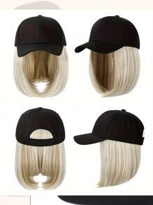 Short Straight Synthetic Wig Adjustable Baseball Cap For Men Women Heat-Resistant Wig For Daily Wear And Special Occasions Multi-Style And Multi-Functional Wig