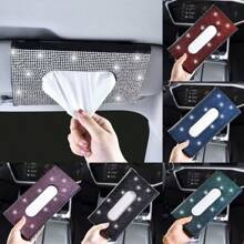 2pcs/1pc Shiny Sun Visor Tissue Box, 7 Color Options Car Sun Visor Tissue Holder, Modern Car Backseat UV Protection Storage, Seat Back Rhinestone Tissue Clip, Toilet Paper Box, Tissue Box, Car Tissue Box, Creative Rhinestone Car Tissue Box, Storage & Organization Box, Tissue Dispenser, Essential For Travel, Car Accessories, Home & Living