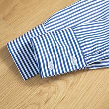 Women's Blue Striped Long Sleeve Shirt, Casual And Versatile Office Wear Blouse, Spring/Summer 2025 New Arrival