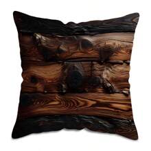 TOPSSCTR 2pcs Throw Pillow Cover, Pillowcases, Retro Wood Grain Pattern Pillowcases, Cabin Style Pillowcases, Single-Sided Printing, Suitable For Sofa, Living Room, Bedroom Car Cushions, Home Decoration, No Pillow Core