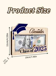 Personnalisation de 2025 Portefeuille de chapeau de graduation en bois, 19x12x1cm, cadeau de graduation, diplômés 2025, cadeau de graduation du lycée, fournitures scolaires