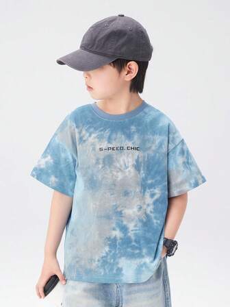 zosee قميص تي شيرت أكمام قصيرة مرسوم بطريقة الربط للأولاد، قميص بأكمام قصيرة مريح وعصري للأطفال