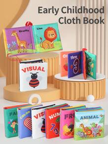 6 piezas de libros de tela suave, libros de tela irrompibles para frutas, animales, números, formas, reconocimiento familiar, juguetes cognitivos para promover el aprendizaje temprano y el desarrollo cognitivo, regalos de Navidad, cumpleaños, Acción de Gracias, libros sensoriales para bebés, libros cognitivos